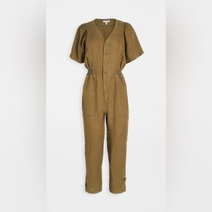 NWT JOIE BRAMWELL LINEN JUMPSUIT VINTAGE OLIVE XS